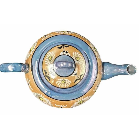 Vintage Lusterware Iridescent Hand Painted Floral Teapot with Lid made in Japan - Picture 2 of 12